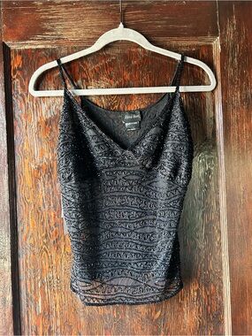 Simi Sue Vintage Fully Beaded Black Camisole Top New With Tags — Best Fits Small
